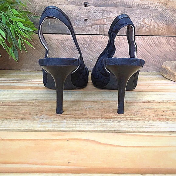 Coach signature black peep toe sling back pumps - Picture 3 of 8